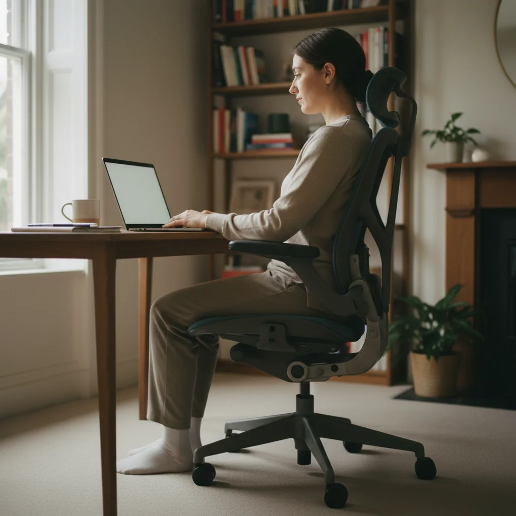 Proper lumbar support and a forward-tilted seat are what separate £200 chairs from cheaper ones.