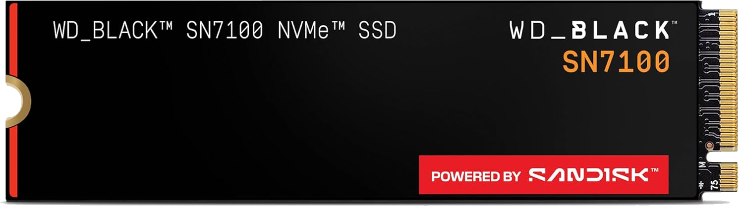 WD_BLACK SN7100 1TB NVMe SSD, M.2 2280, Read speeds up to 7250 MB/s, Write Speed up to 6,900 MB/s, Next Gen TLC 3D NAND, WD_BLACK DASHBOARD, For Laptops, handheld gaming devices
